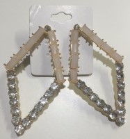 Brinco geometrico de strass transparente com nude